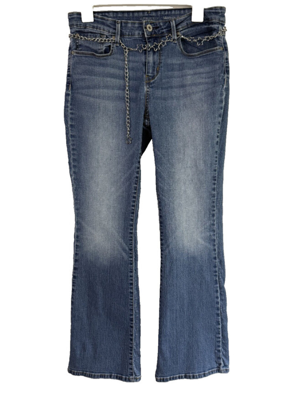 Signature by Levi Strauss Boot Cut Jeans Womens 12S Blue Low Rise Star Belt